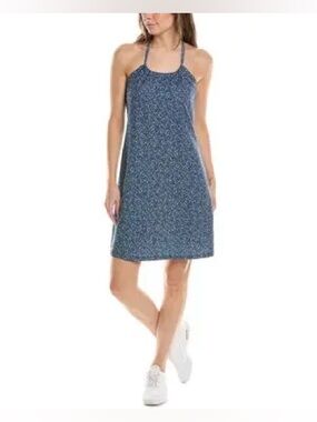 Makita Harmony Dress - Navy Blue Leaf Print Halter